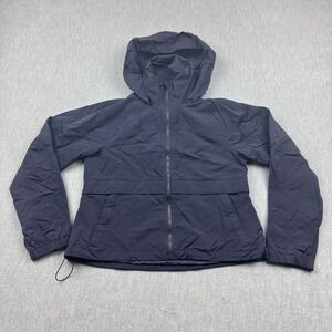 Lululemon Jacket Womens 2 Blue Full Zip‎ Windbreaker Packable Hood Nylon Stretch